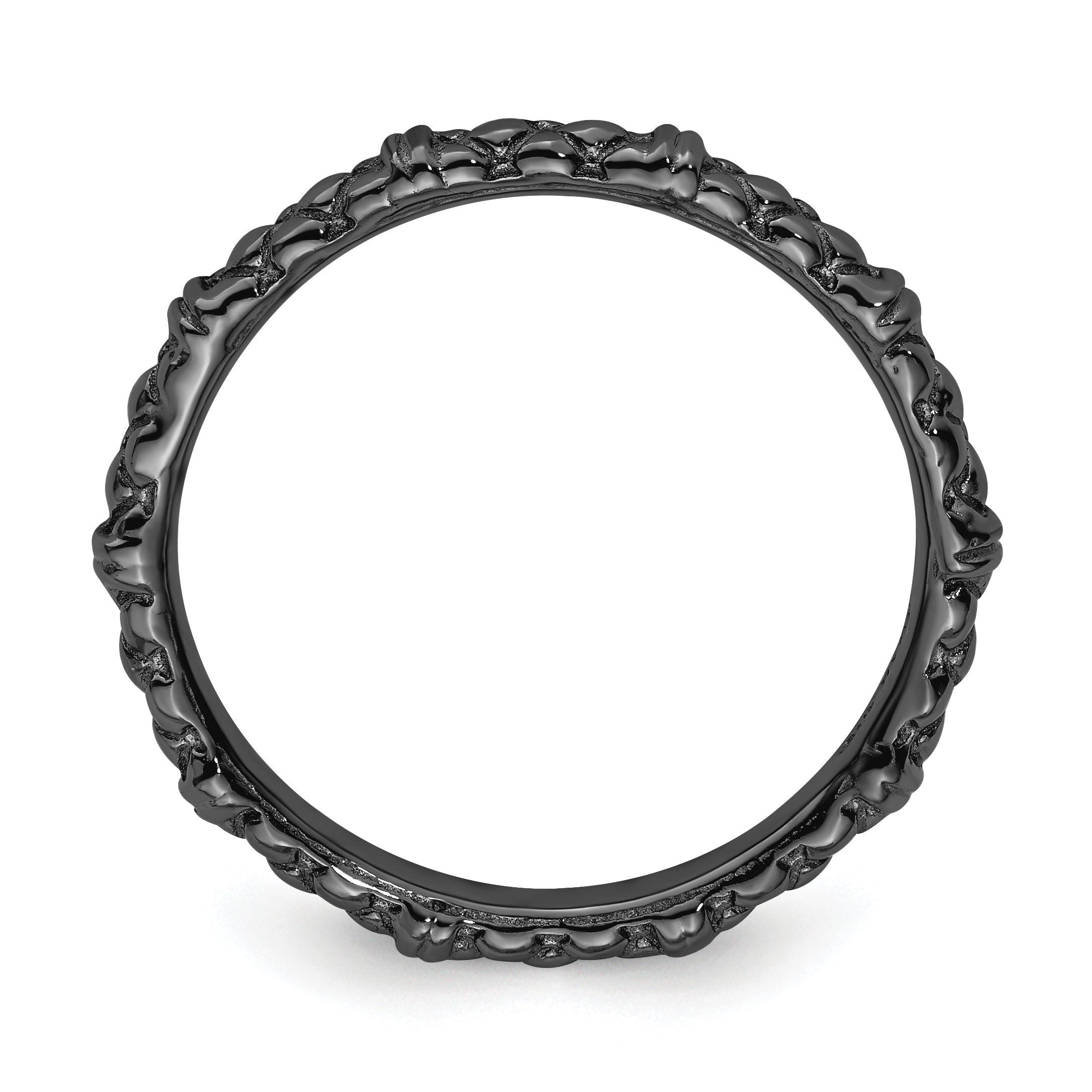 Sterling Silver Stackable Expressions Black-plated Cable Ring Secondary image
