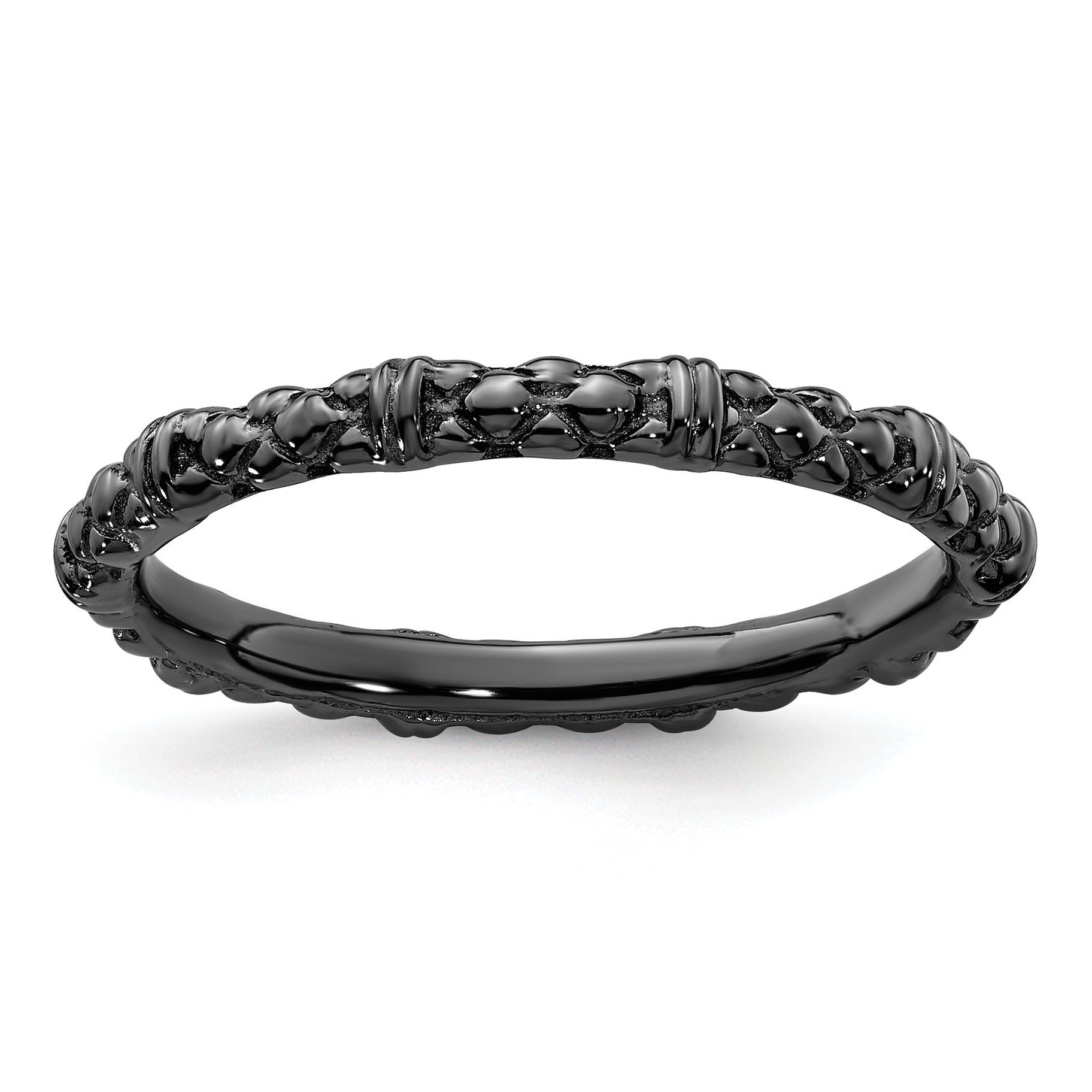 Sterling Silver Stackable Expressions Black-plated Cable Ring Main image