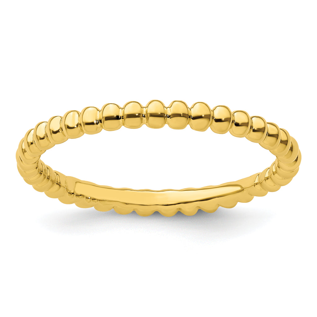 Sterling Silver Stackable Expressions Gold-plated Beaded Ring