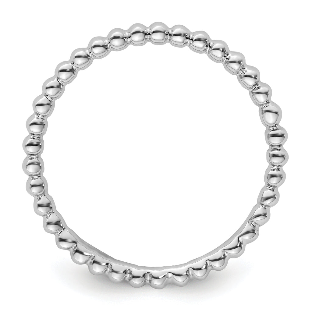 Sterling Silver Stackable Expressions Rhodium Beaded Ring