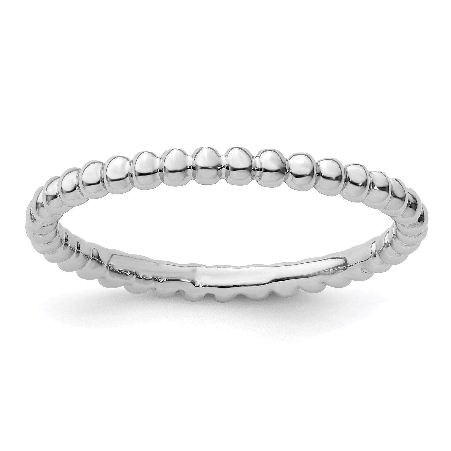 Sterling Silver Stackable Expressions Rhodium Beaded Ring Main image