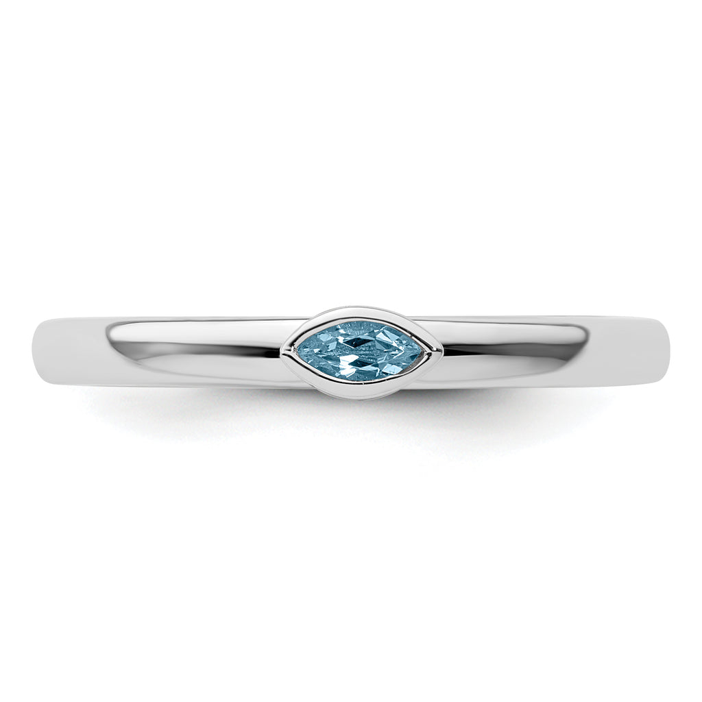 Sterling Silver Stackable Expressions Aquamarine Ring