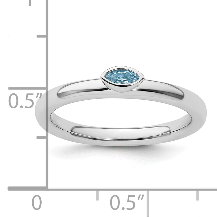 Sterling Silver Stackable Expressions Aquamarine Ring