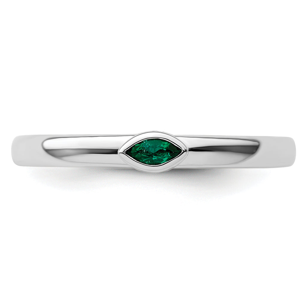Sterling Silver Stackable Expressions Created Emerald Ring