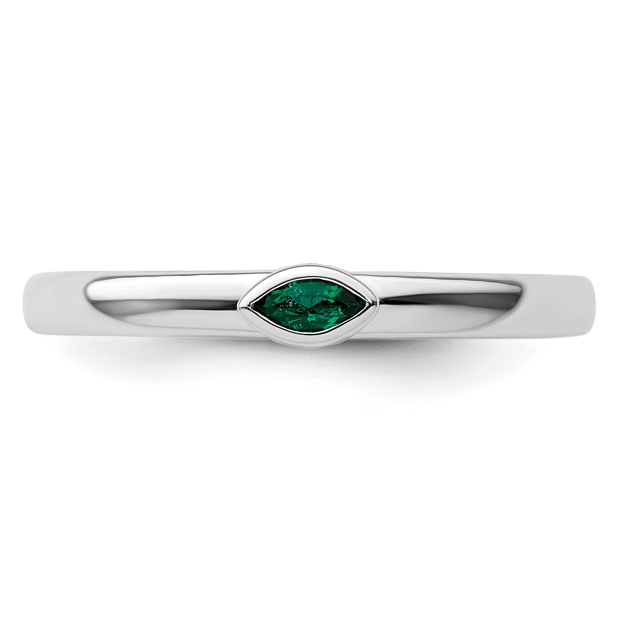 Sterling Silver Stackable Expressions Created Emerald Ring