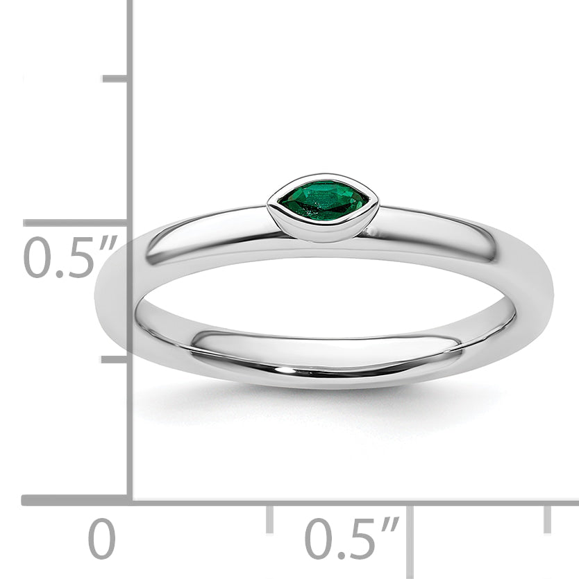 Sterling Silver Stackable Expressions Created Emerald Ring