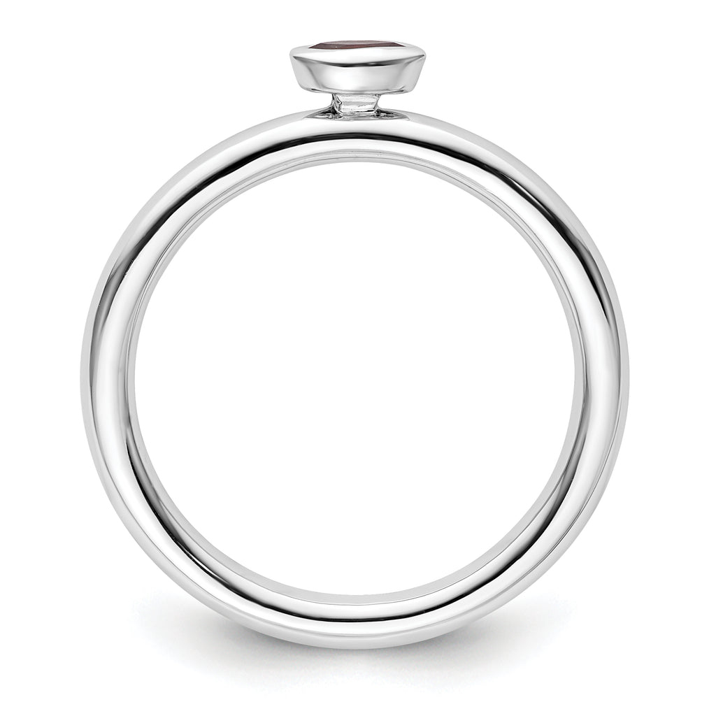 Sterling Silver Stackable Expressions Rhodium-Plated Rhodolite Garnet Ring