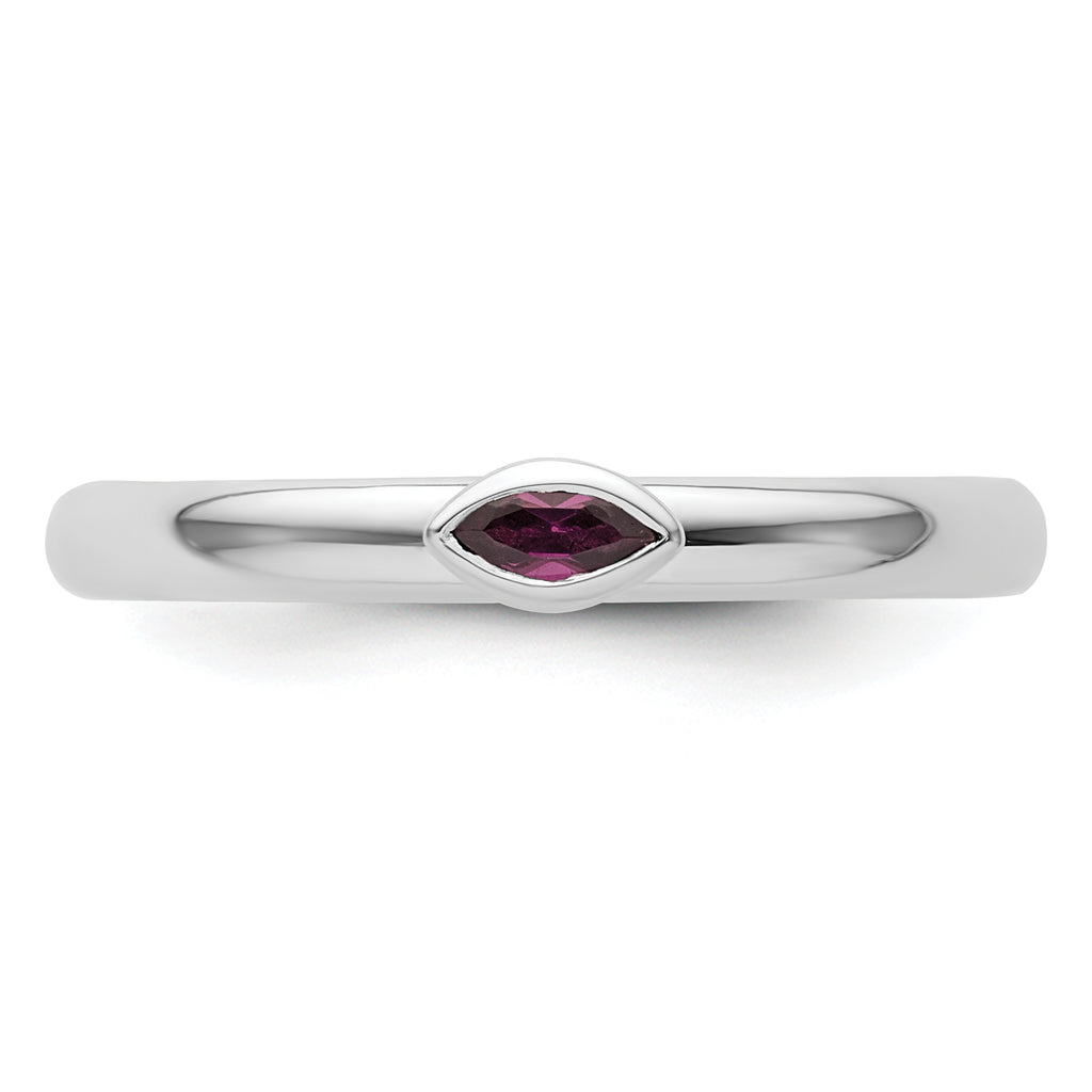 Sterling Silver Stackable Expressions Rhodium-Plated Rhodolite Garnet Ring