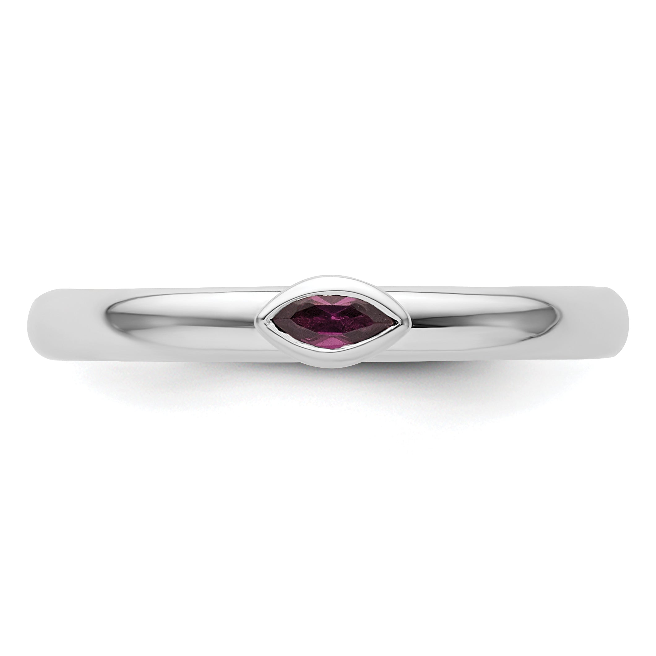 Sterling Silver Stackable Expressions Rhodium-Plated Rhodolite Garnet Ring
