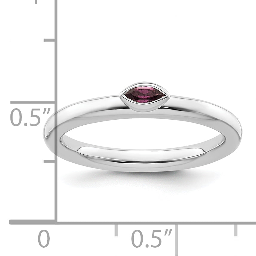 Sterling Silver Stackable Expressions Rhodium-Plated Rhodolite Garnet Ring