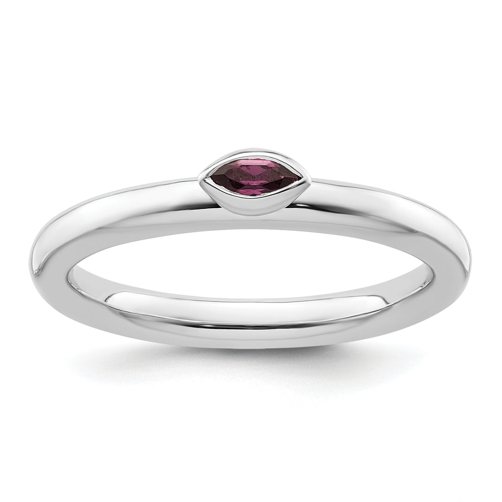 Sterling Silver Stackable Expressions Rhodium-Plated Rhodolite Garnet Ring