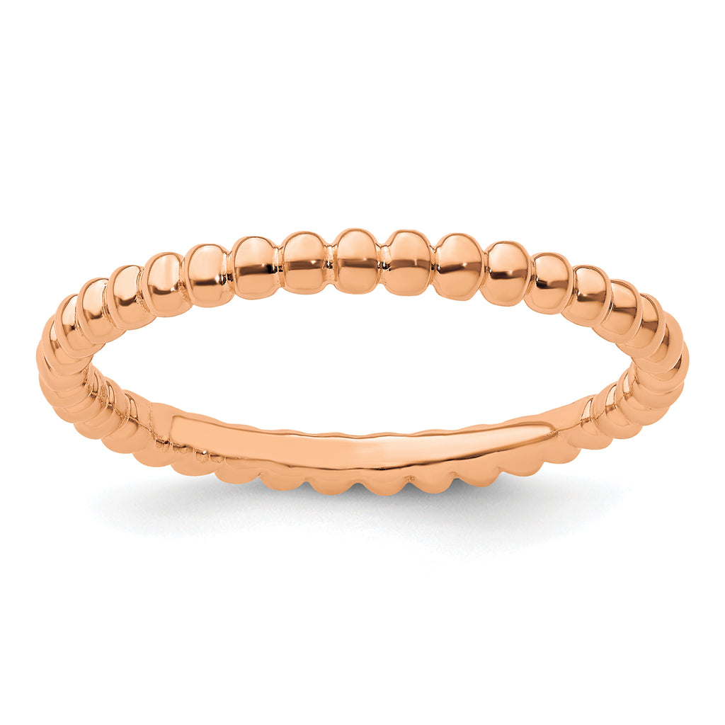 Sterling Silver Stackable Expressions Pink-plated Beaded Ring