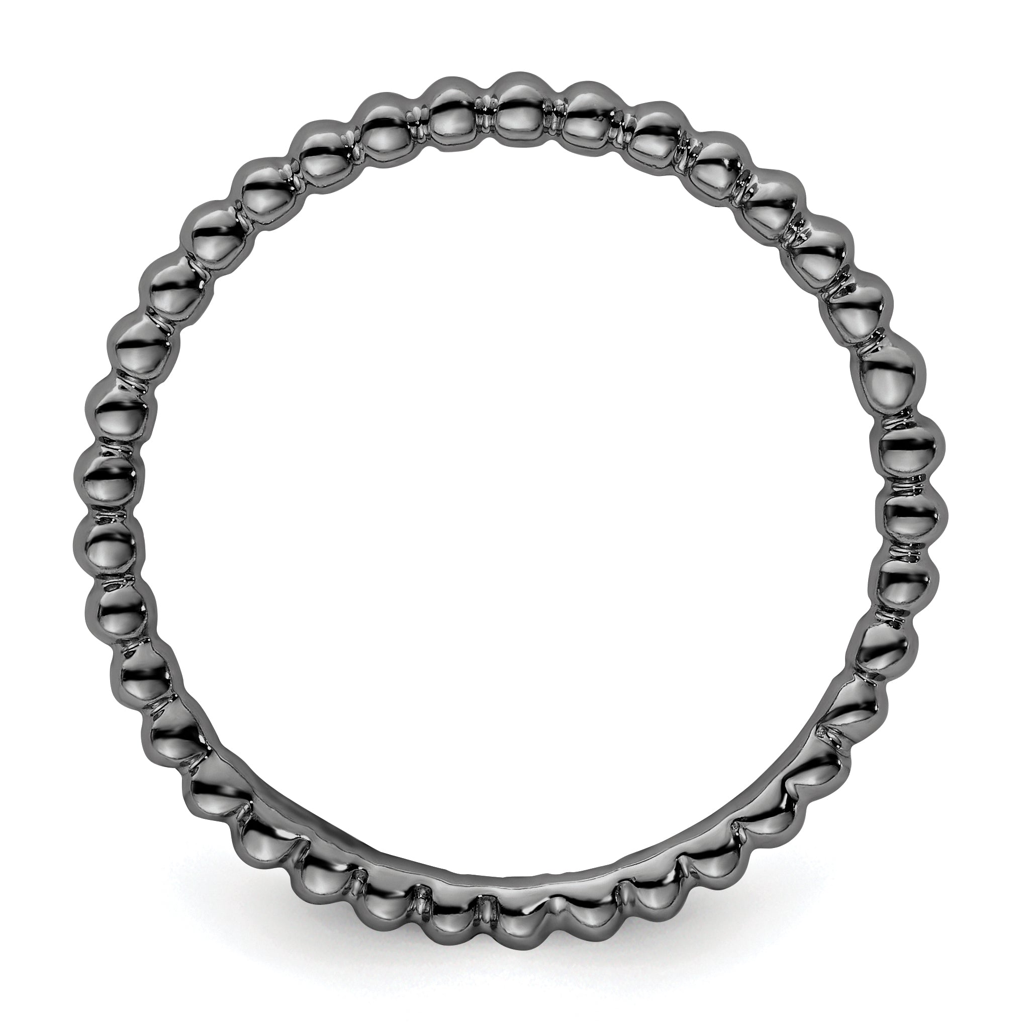 Sterling Silver Stackable Expressions Black-plated Beaded Ring Secondary image