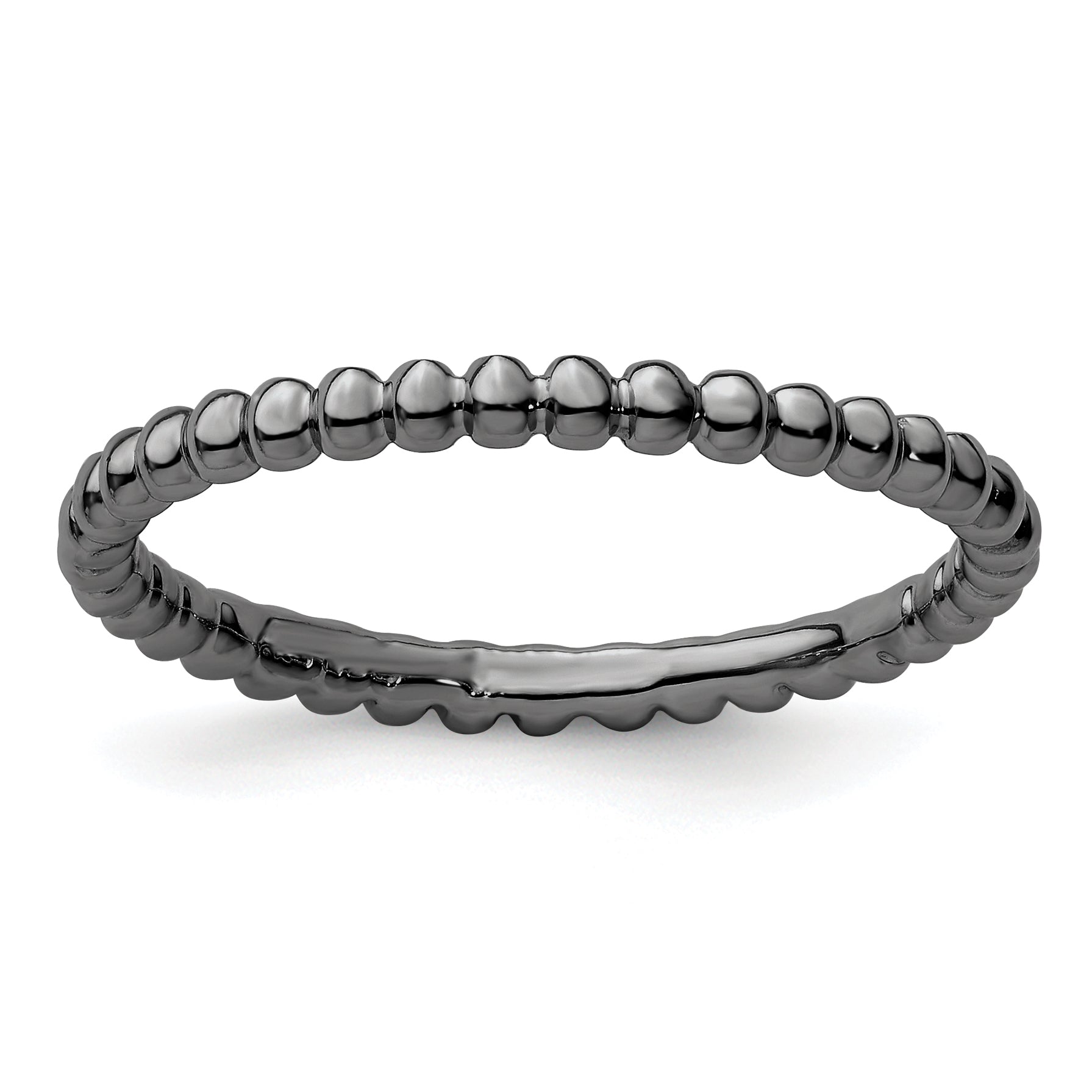 Sterling Silver Stackable Expressions Black-plated Beaded Ring Main image