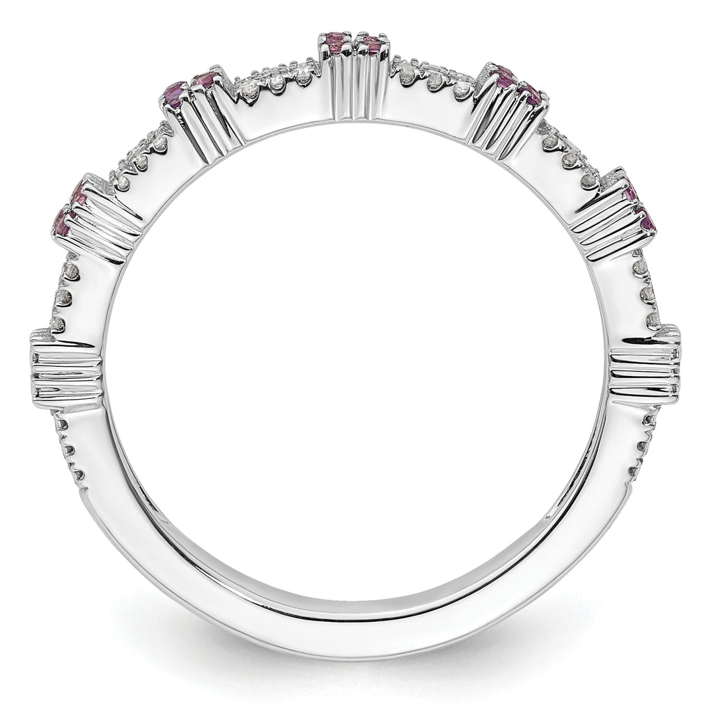Sterling Silver Stackable Expressions Amethyst & Diamond Ring