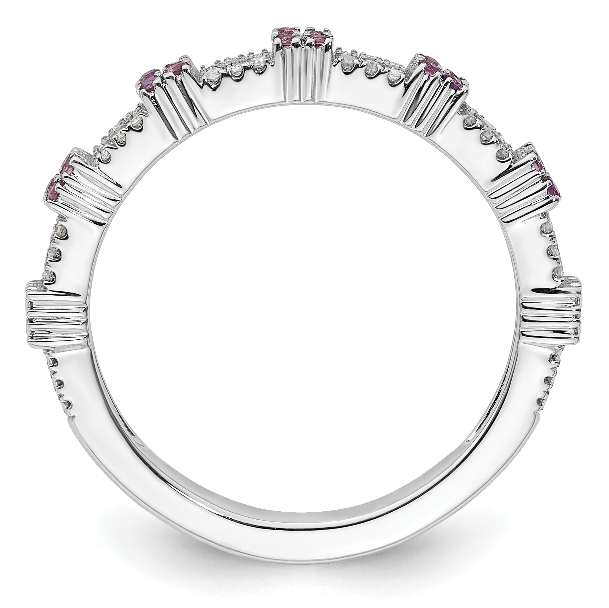 Sterling Silver Stackable Expressions Amethyst & Diamond Ring