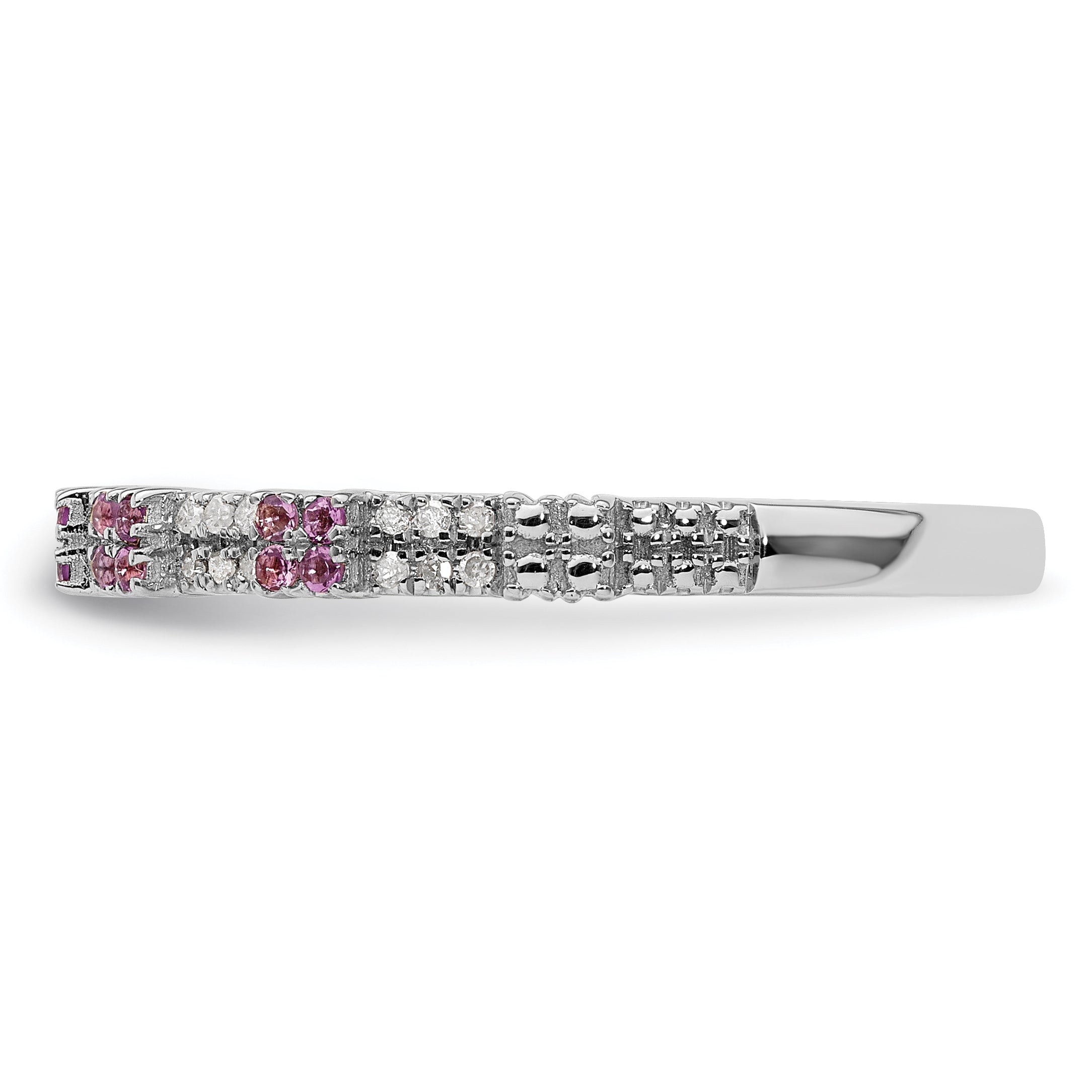 Sterling Silver Stackable Expressions Amethyst & Diamond Ring