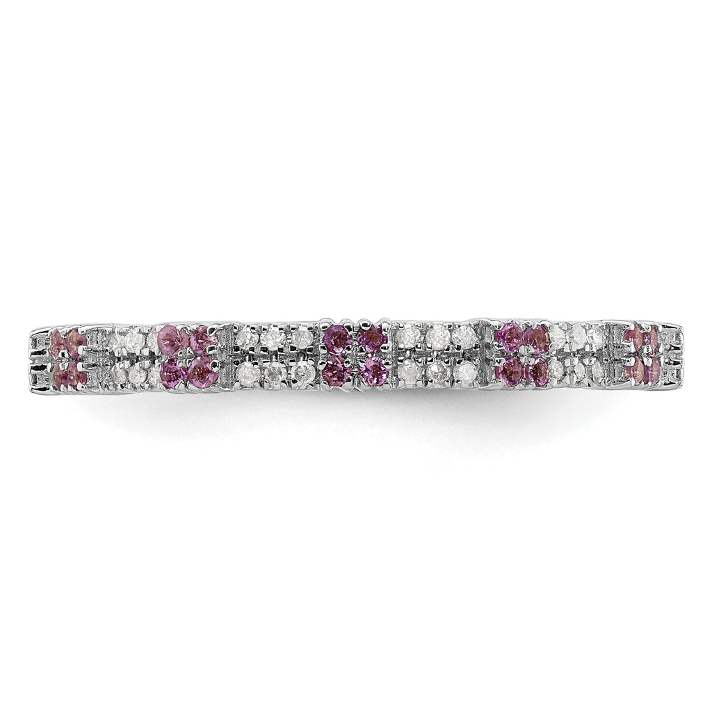 Sterling Silver Stackable Expressions Amethyst & Diamond Ring
