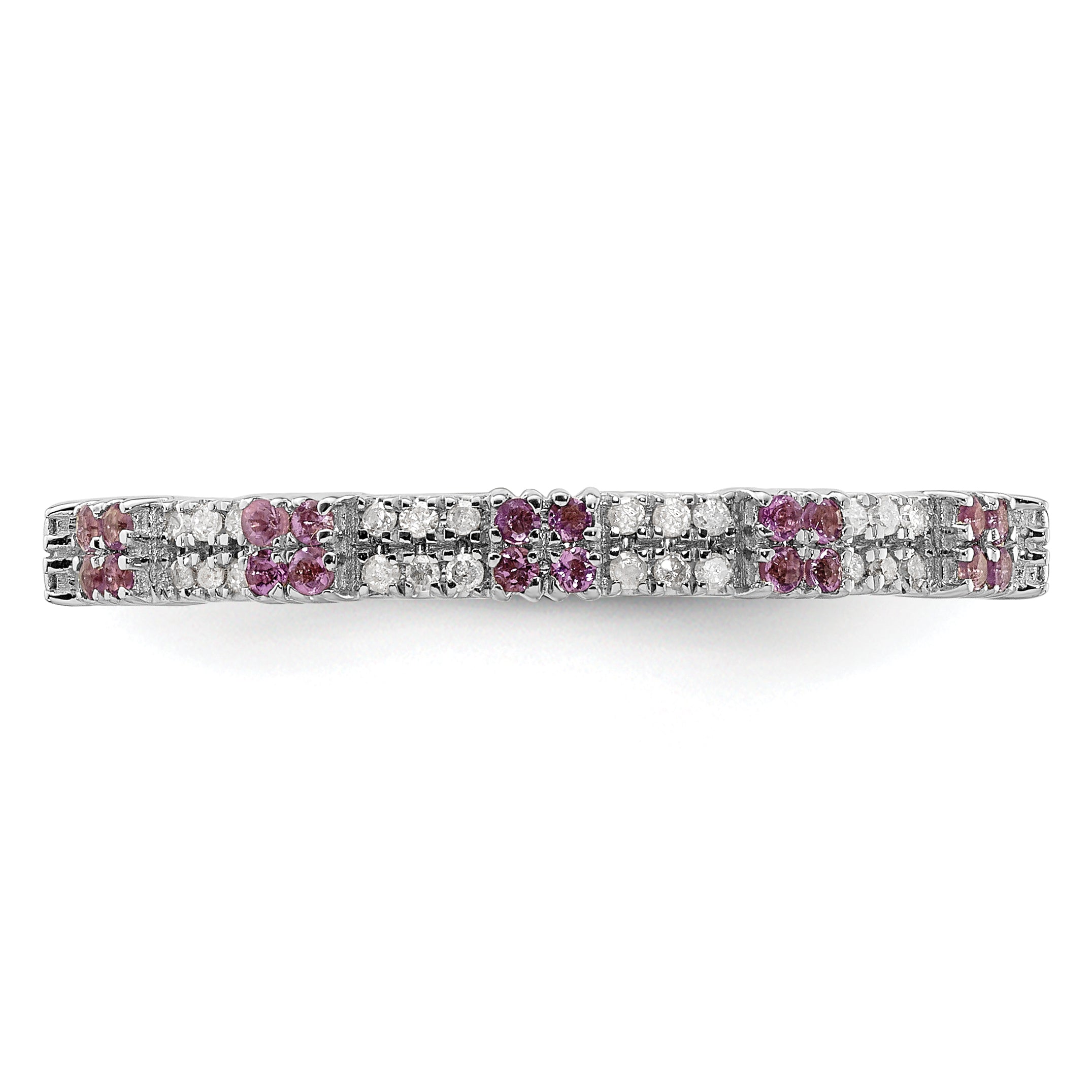Sterling Silver Stackable Expressions Amethyst & Diamond Ring