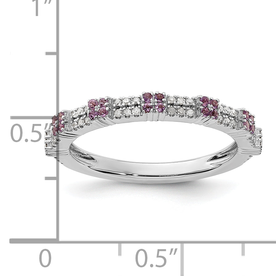 Sterling Silver Stackable Expressions Amethyst & Diamond Ring