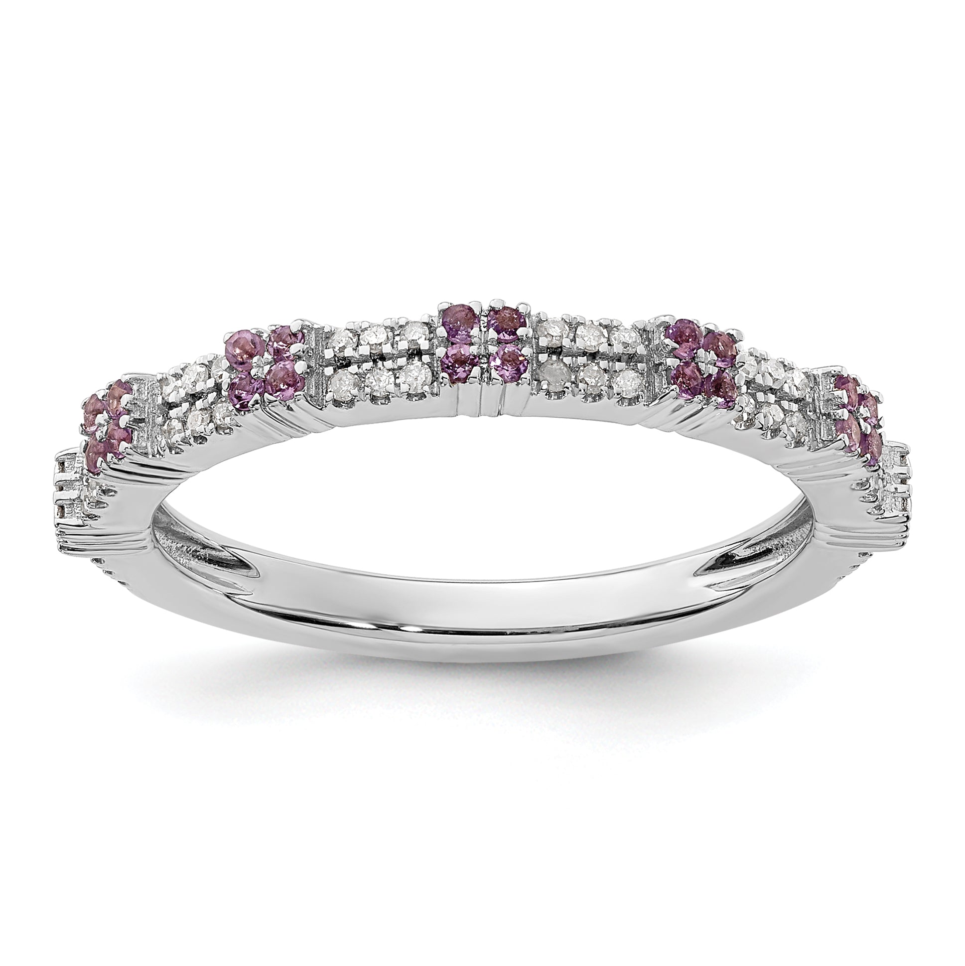 Sterling Silver Stackable Expressions Amethyst & Diamond Ring Main image
