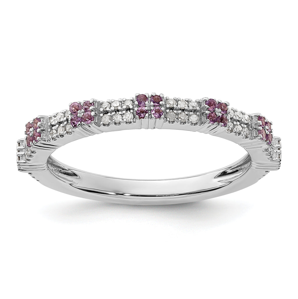 Sterling Silver Stackable Expressions Amethyst & Diamond Ring