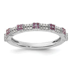 Sterling Silver Stackable Expressions Amethyst & Diamond Ring