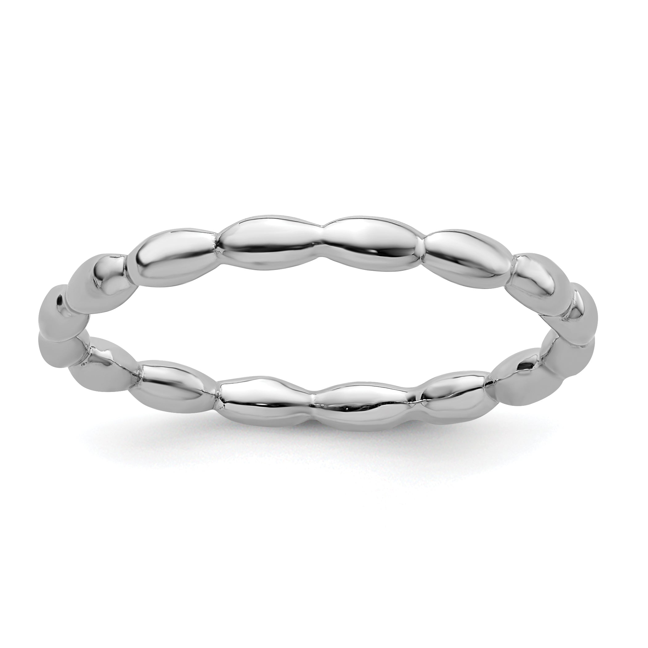 Sterling Silver Stackable Expressions Rhodium-Plated Rice Ring