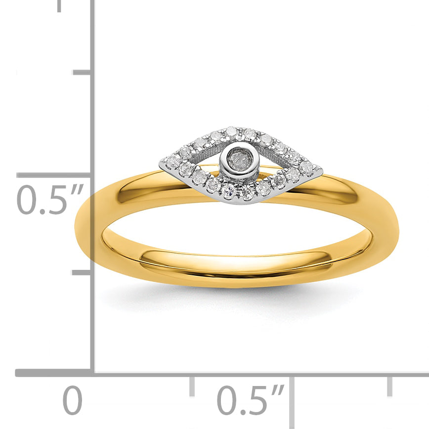 Sterling Silver Stackable Expressions Evil Eye Diamond Ring