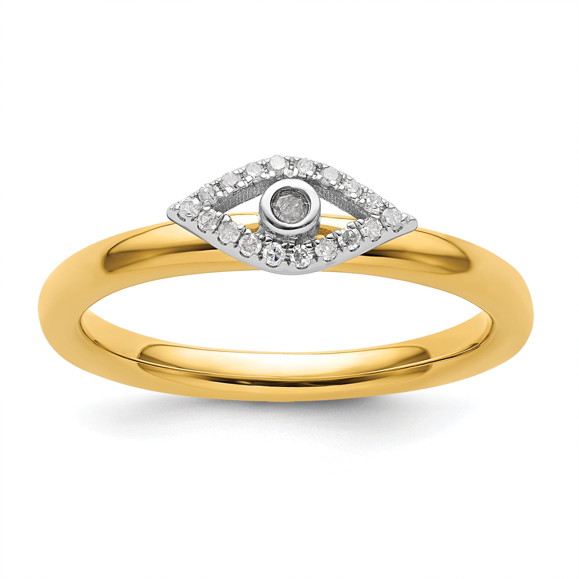 Sterling Silver Stackable Expressions Evil Eye Diamond Ring Main image