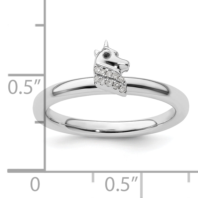 Sterling Silver Stackable Expressions Unicorn Diamond Ring