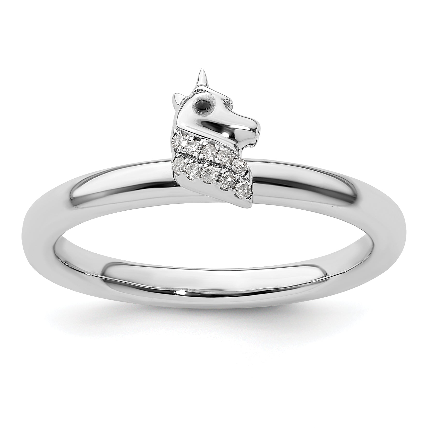 Sterling Silver Stackable Expressions Unicorn Diamond Ring Main image