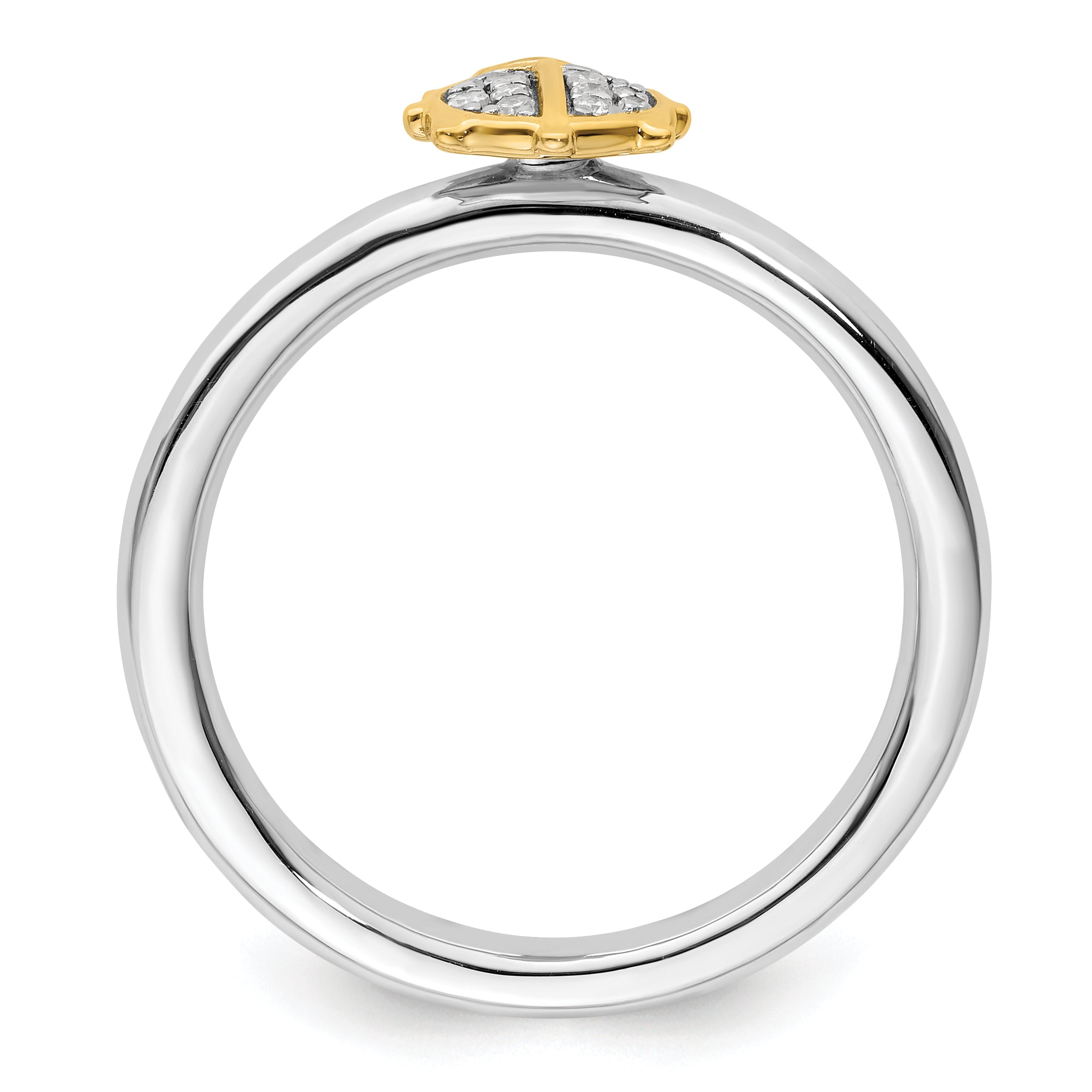 Sterling Silver Stackable Expressions Gold-Plated Ladybug Dia. Ring Secondary image