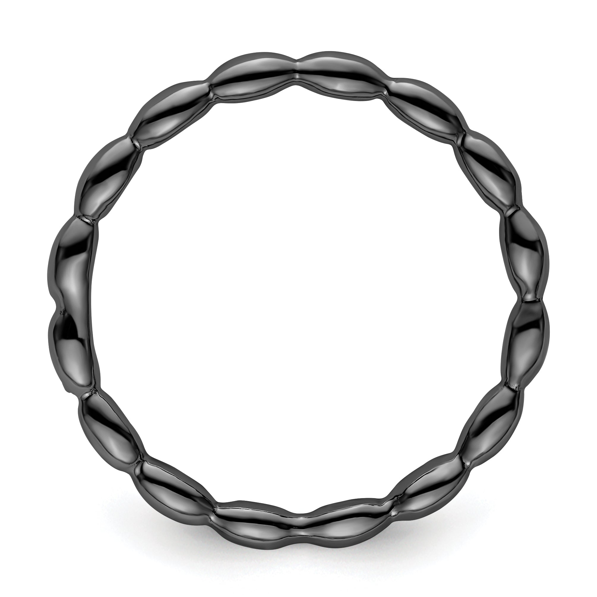 Sterling Silver Stackable Expressions Black-plated Rice Ring Secondary image