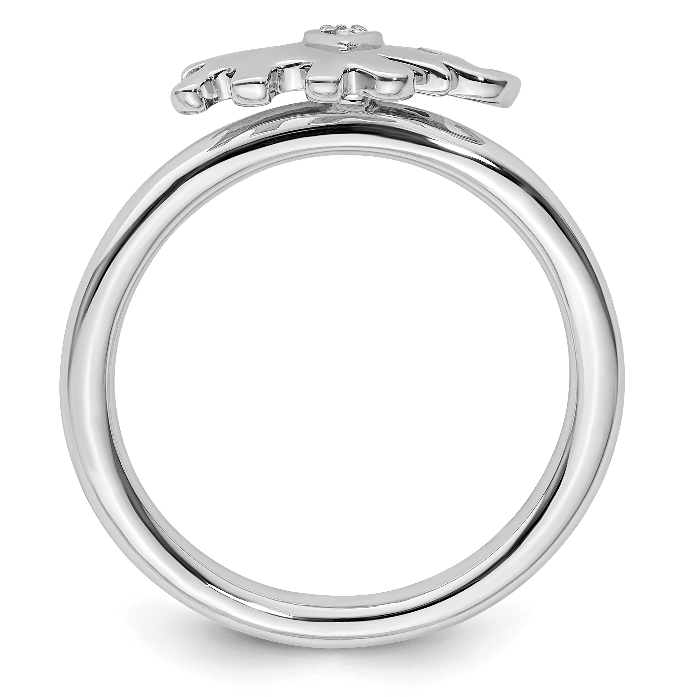 Sterling Silver Stackable Expressions Elephant Diamond Ring Secondary image