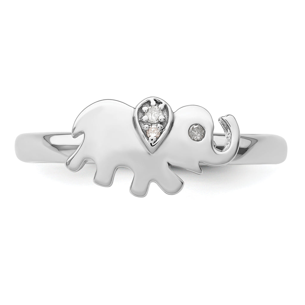 Sterling Silver Stackable Expressions Elephant Diamond Ring