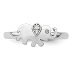 Sterling Silver Stackable Expressions Elephant Diamond Ring