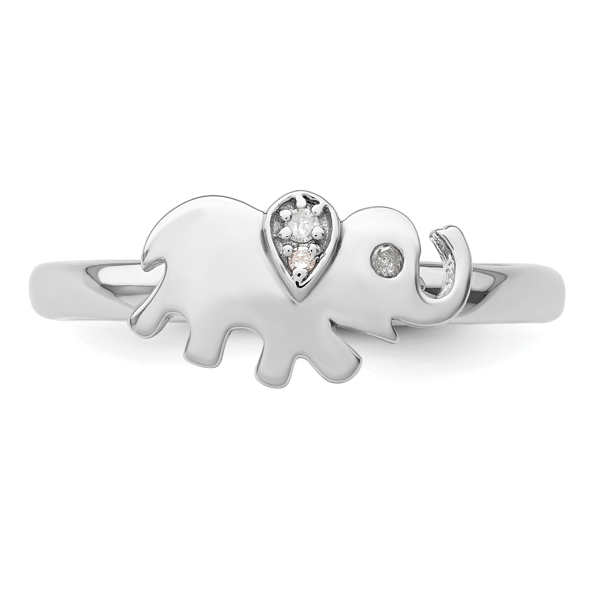 Sterling Silver Stackable Expressions Elephant Diamond Ring
