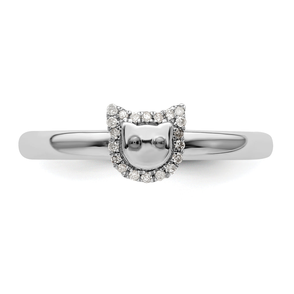 Sterling Silver Stackable Expressions Cat Diamond Ring