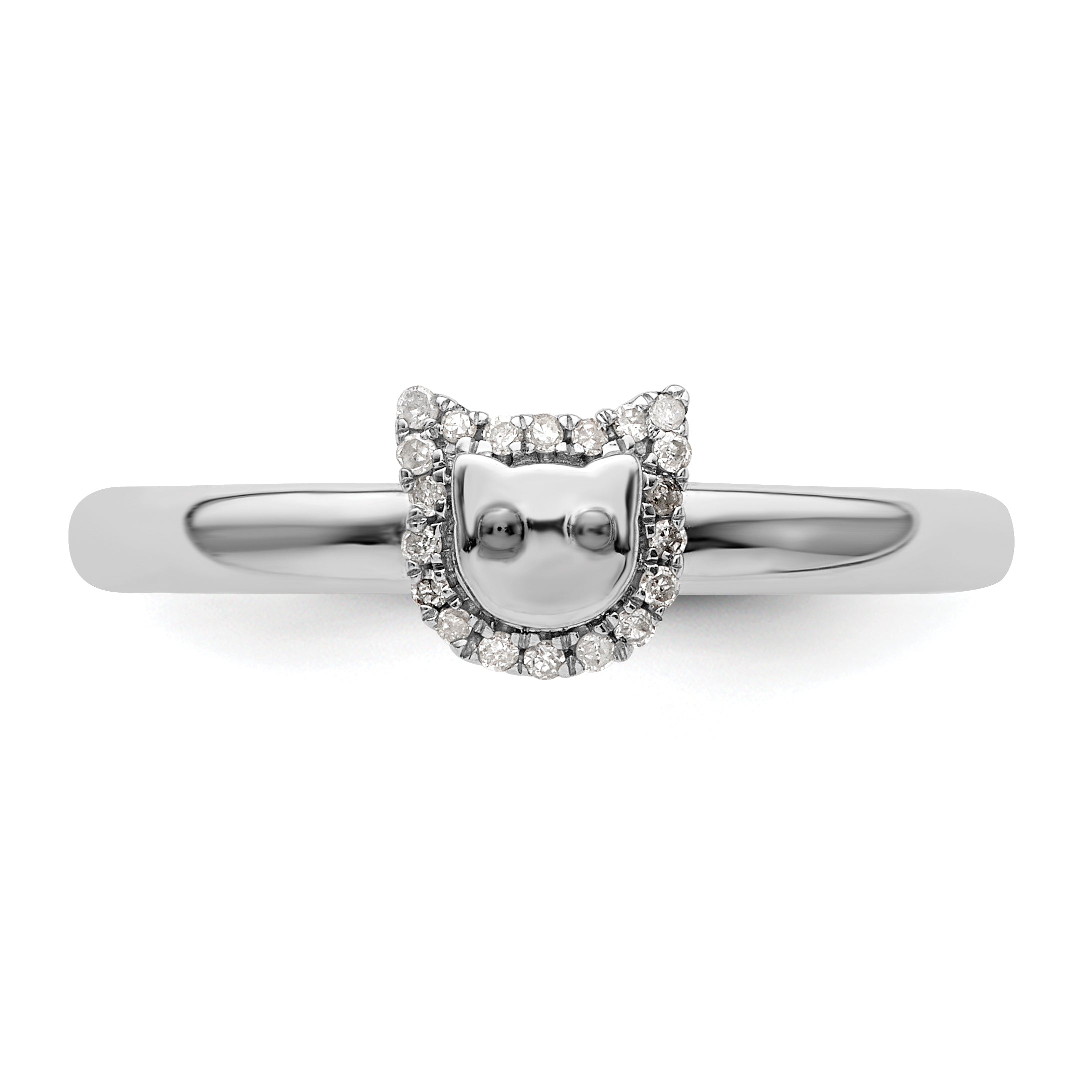 Sterling Silver Stackable Expressions Cat Diamond Ring