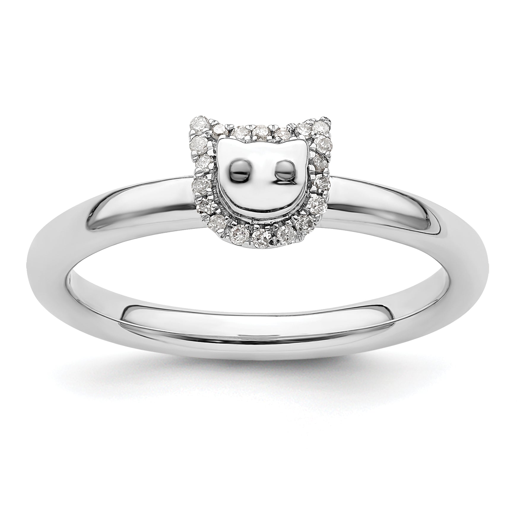 Sterling Silver Stackable Expressions Cat Diamond Ring Main image