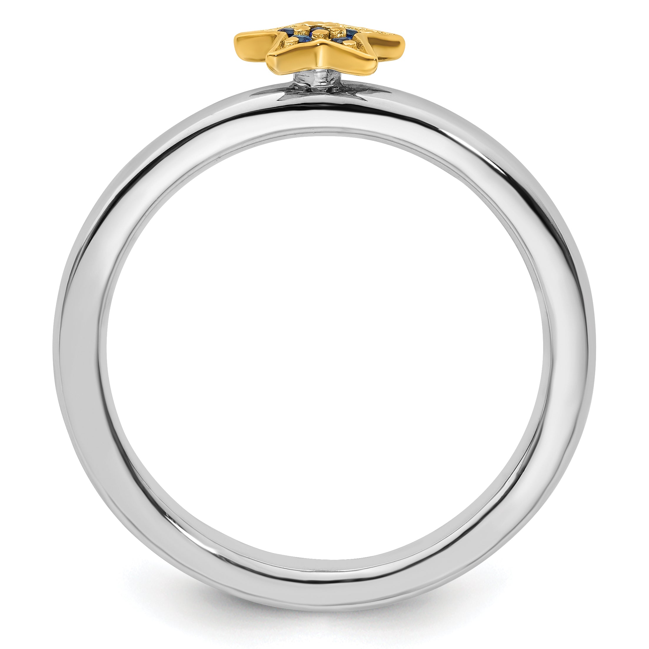 SS Stackable Expression Gold-Plated Cr. Sapphire Star Ring Secondary image