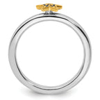 SS Stackable Expression Gold-Plated Cr. Sapphire Star Ring