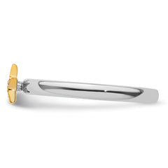 SS Stackable Expression Gold-Plated Cr. Sapphire Star Ring