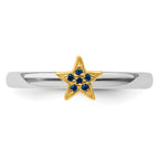 SS Stackable Expression Gold-Plated Cr. Sapphire Star Ring