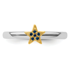SS Stackable Expression Gold-Plated Cr. Sapphire Star Ring