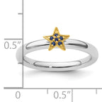 SS Stackable Expression Gold-Plated Cr. Sapphire Star Ring