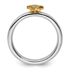 Sterling Silver Stackable Expression Gold-Plated Dia. Star Ring