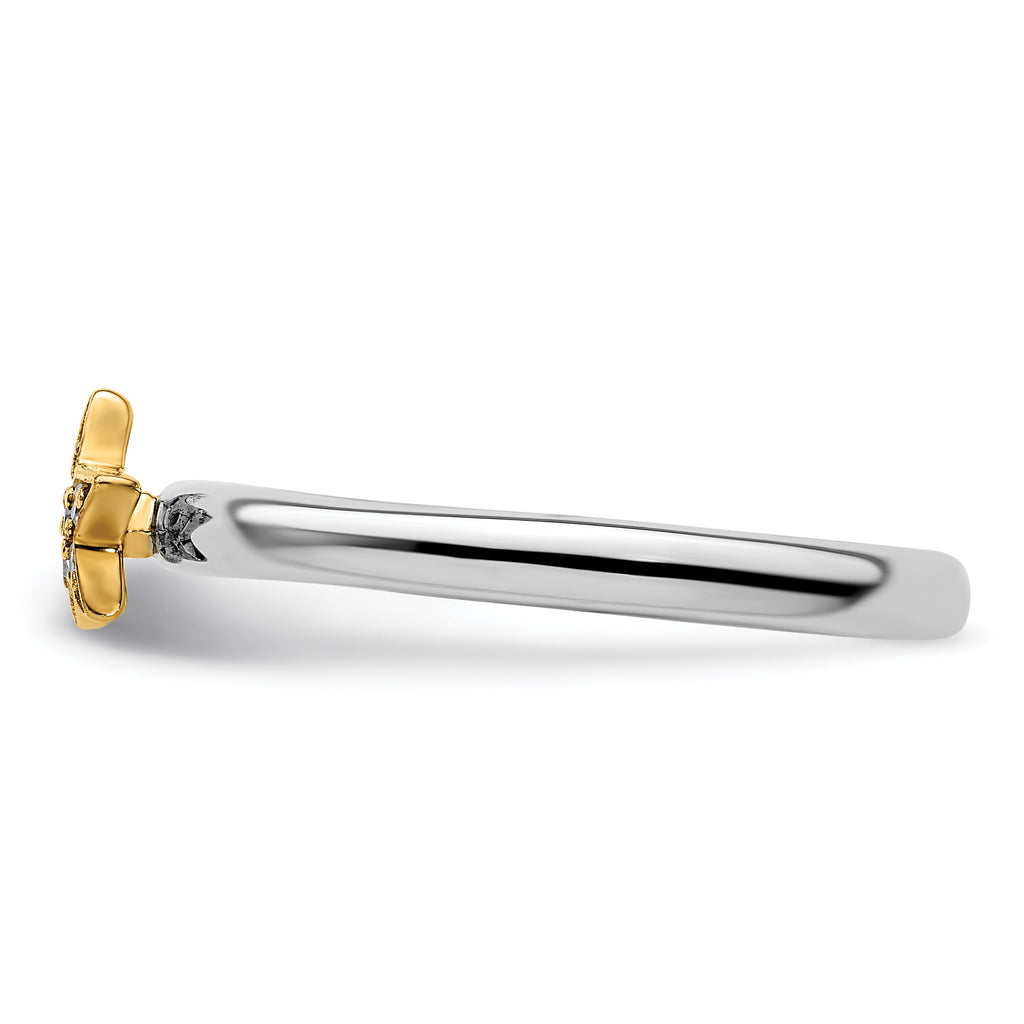 Sterling Silver Stackable Expression Gold-Plated Dia. Star Ring