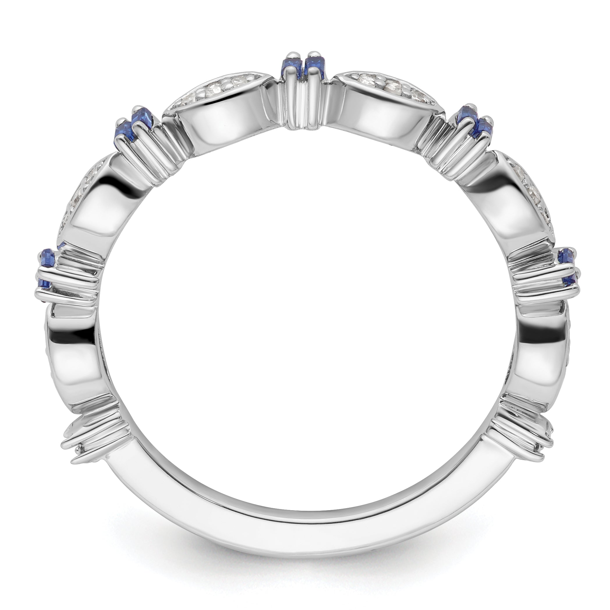 Sterling Silver Stackable Expressions Created Sapphire Diamond Ring Secondary image